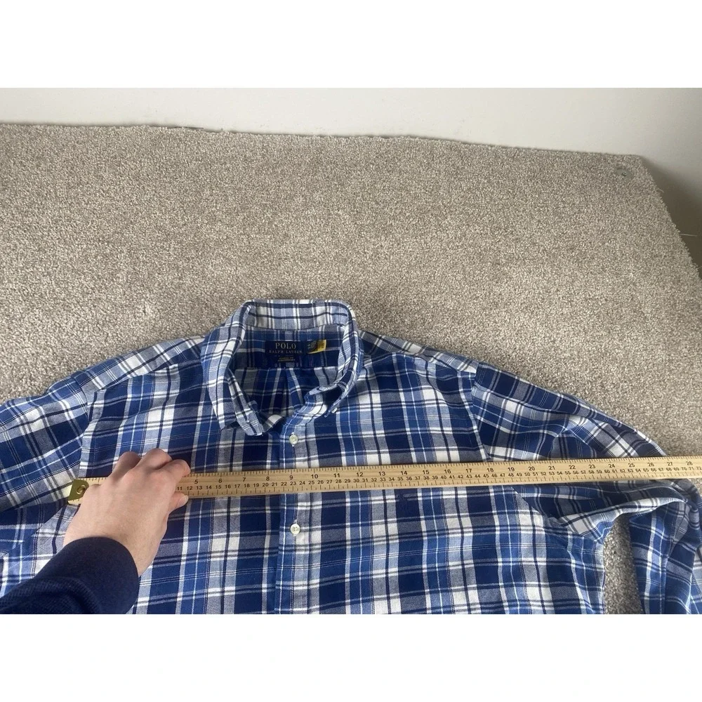 Polo Ralph Lauren Classic Fit Performance Blue Buffalo Plaid‎ Flannel Mens XXL